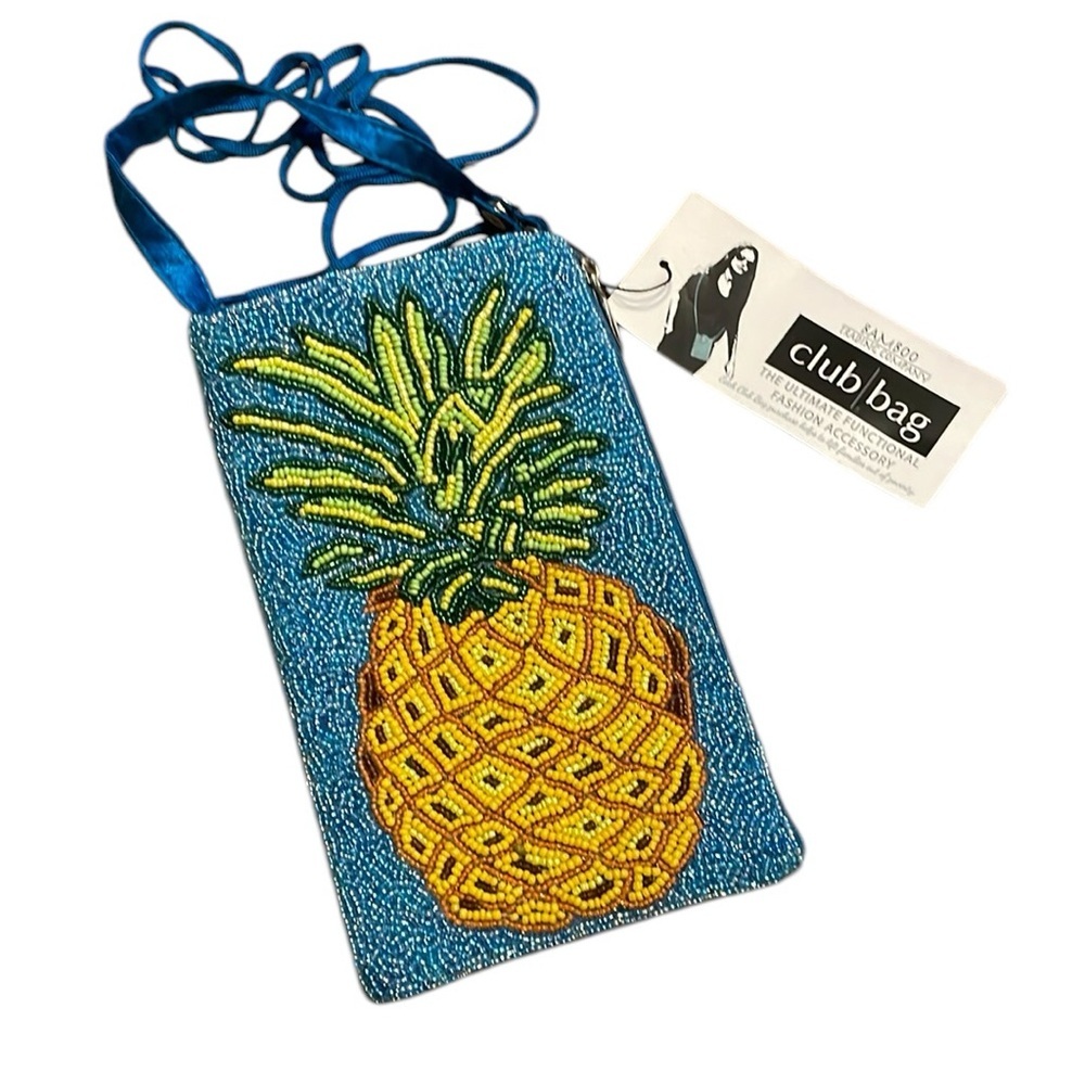 Bamboo Trading Co. Pineapple Beaded‎ Crossbody Wristlet Club Bag